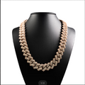 Miami Cuban Prong Set Round Cut Diamond Chain
